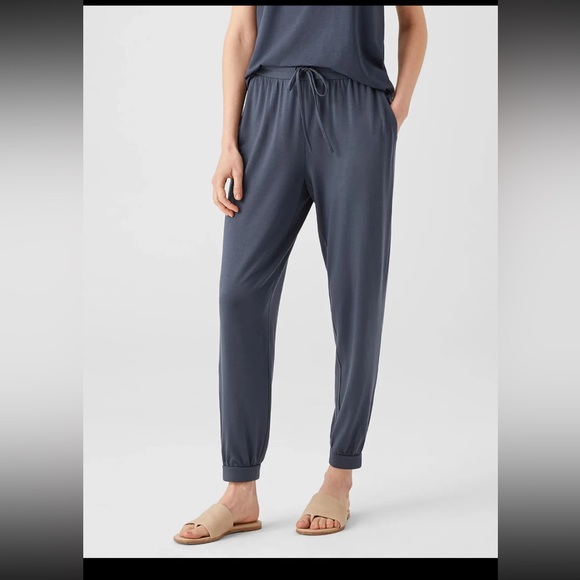 Eileen Fisher Pants - NEW 70% OFF!* Eileen Fisher Jersey Joggers Ocean Blue Drawstring Waist Pants XL